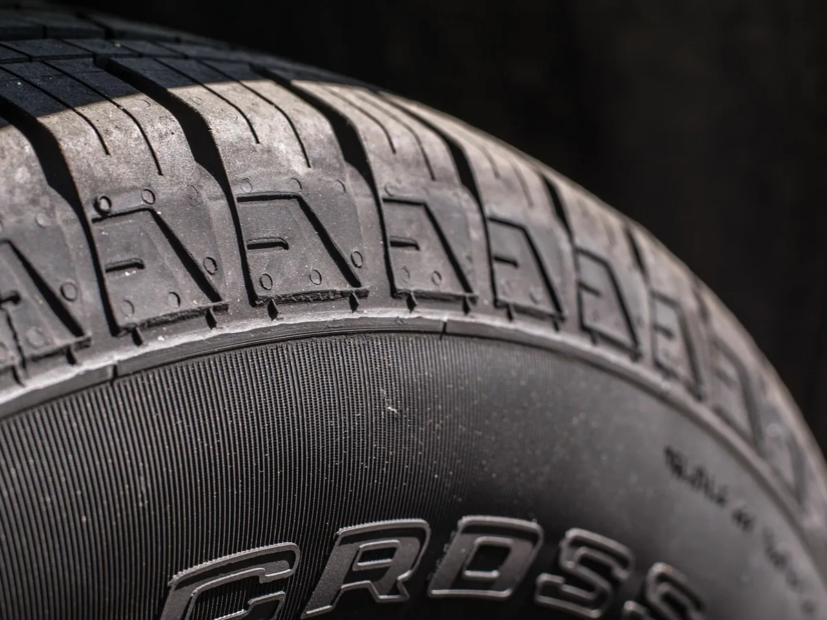 Close-up of a car tyre tread